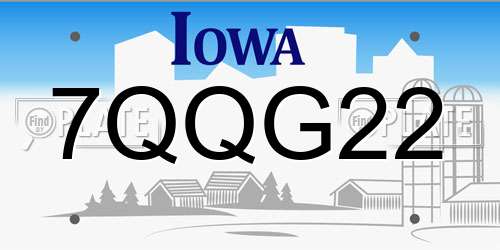7QQG22 Iowa License Plate