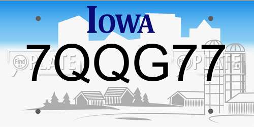 7QQG77 Iowa License Plate