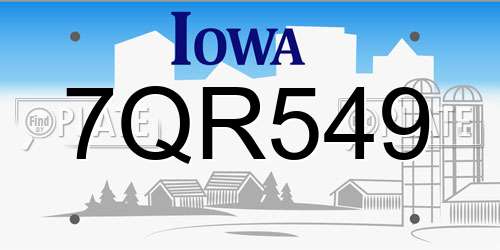 7QR549 Iowa License Plate