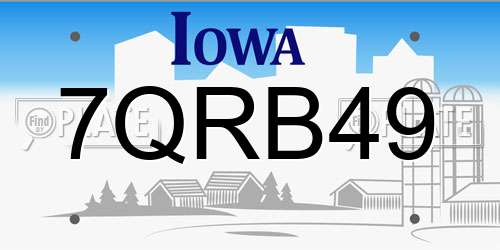 7QRB49 Iowa License Plate
