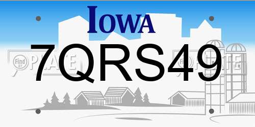 7QRS49 Iowa License Plate