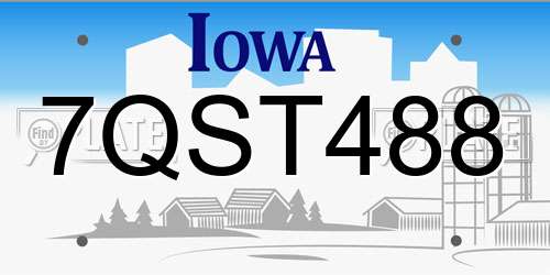 7QST488 Iowa License Plate