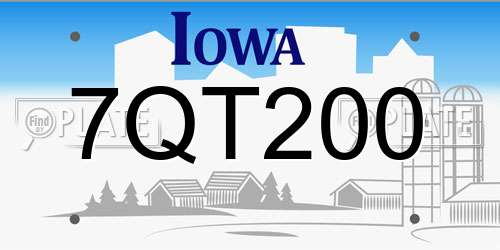 7QT200 Iowa License Plate
