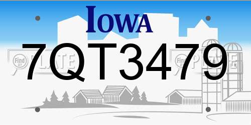 7QT3479 Iowa License Plate