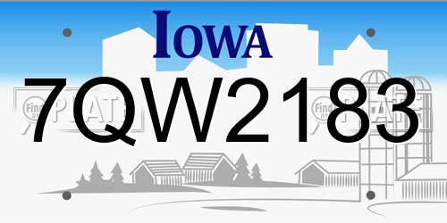 7QW2183 Iowa License Plate