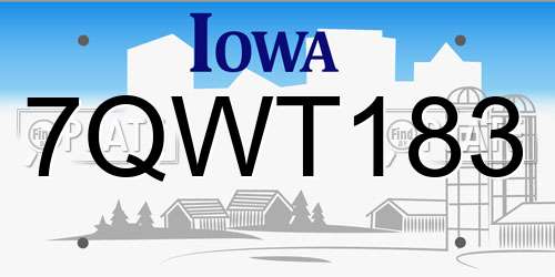 7QWT183 Iowa License Plate