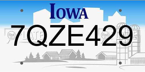 7QZE429 Iowa License Plate