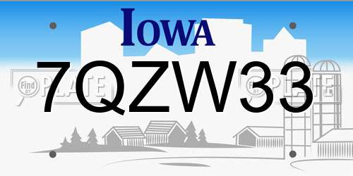 7QZW33 Iowa License Plate