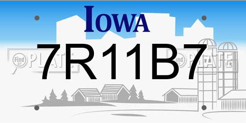 7R11B7 Iowa License Plate