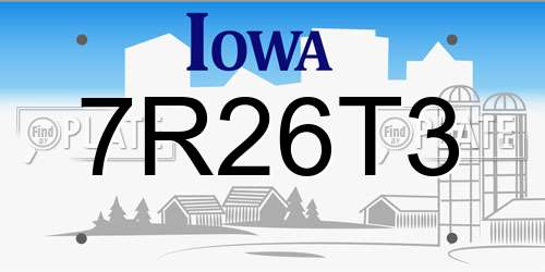 7R26T3 Iowa License Plate