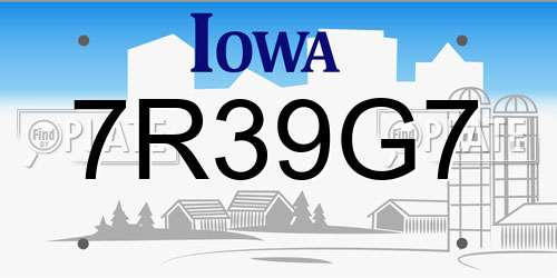 7R39G7 Iowa License Plate