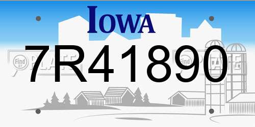 7R41890 Iowa License Plate
