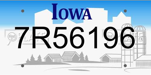 7R56196 Iowa License Plate