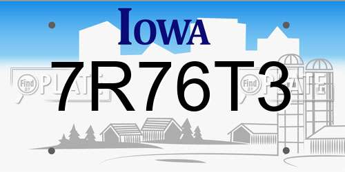 7R76T3 Iowa License Plate
