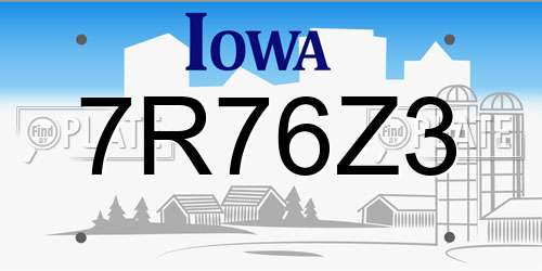 7R76Z3 Iowa License Plate