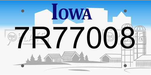 7R77008 Iowa License Plate