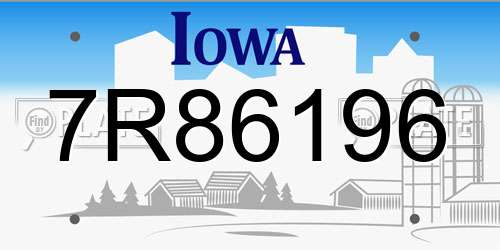 7R86196 Iowa License Plate