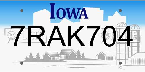 7RAK704 Iowa License Plate