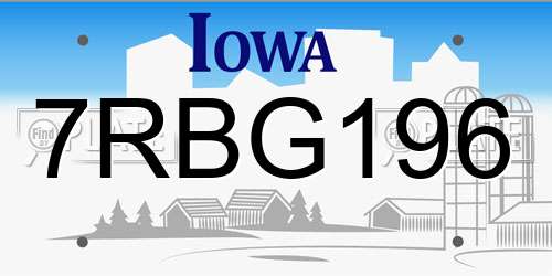 7RBG196 Iowa License Plate