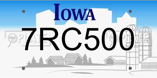 7RC500 Iowa License Plate