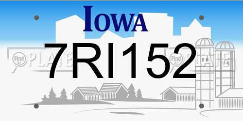 7RI152 Iowa License Plate