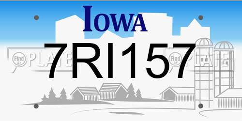 7RI157 Iowa License Plate