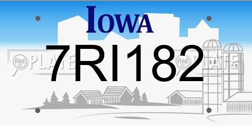 7RI182 Iowa License Plate