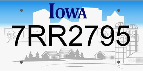 7RR2795 Iowa License Plate