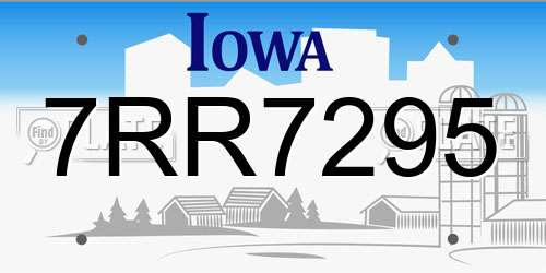 7RR7295 Iowa License Plate