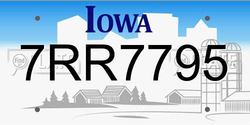 7RR7795 Iowa License Plate