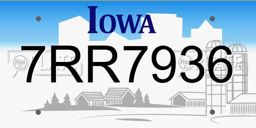 7RR7936 Iowa License Plate
