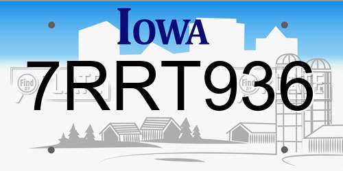 7RRT936 Iowa License Plate