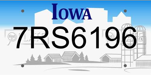 7RS6196 Iowa License Plate
