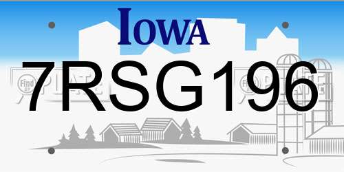 7RSG196 Iowa License Plate