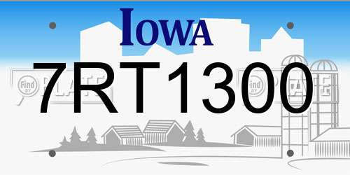 7RT1300 Iowa License Plate