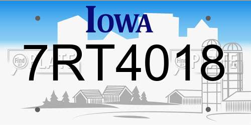 7RT4018 Iowa License Plate