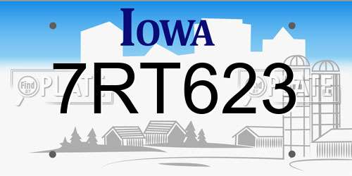 7RT623 Iowa License Plate