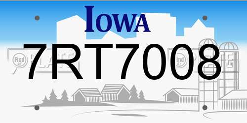 7RT7008 Iowa License Plate