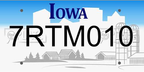 7RTM010 Iowa License Plate