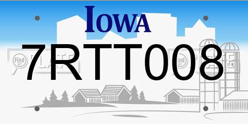 7RTT008 Iowa License Plate