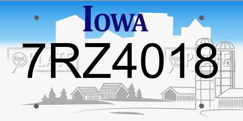 7RZ4018 Iowa License Plate
