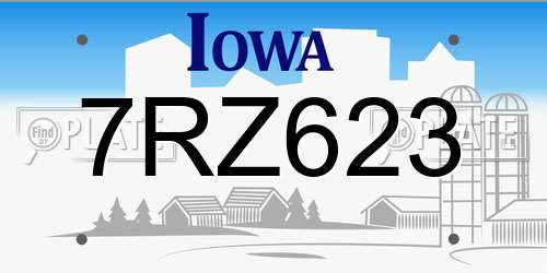 7RZ623 Iowa License Plate