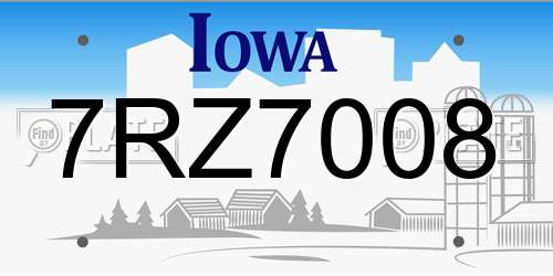 7RZ7008 Iowa License Plate