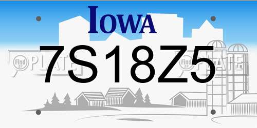 7S18Z5 Iowa License Plate