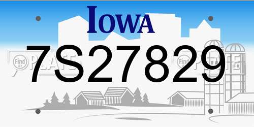 7S27829 Iowa License Plate
