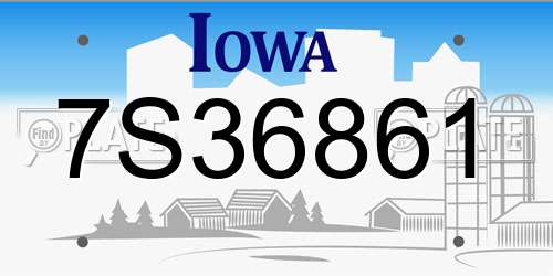 7S36861 Iowa License Plate