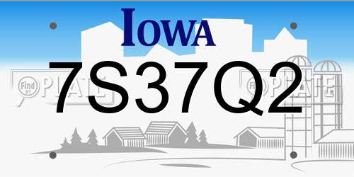 7S37Q2 Iowa License Plate