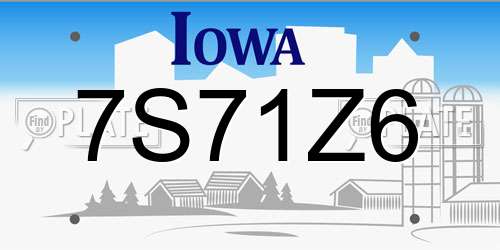 7S71Z6 Iowa License Plate