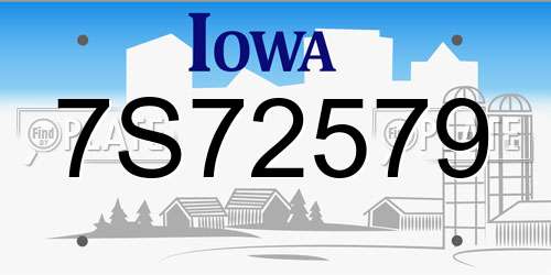 7S72579 Iowa License Plate