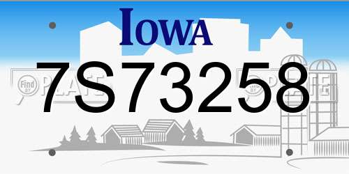 7S73258 Iowa License Plate